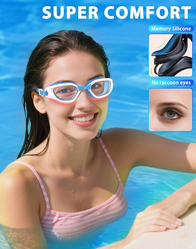 Vegemono Swim Goggles, Unisex Adult Swimming Goggles Anti Fog Anti UV No Leakage Wide View for Men Women Youth - Image 4
